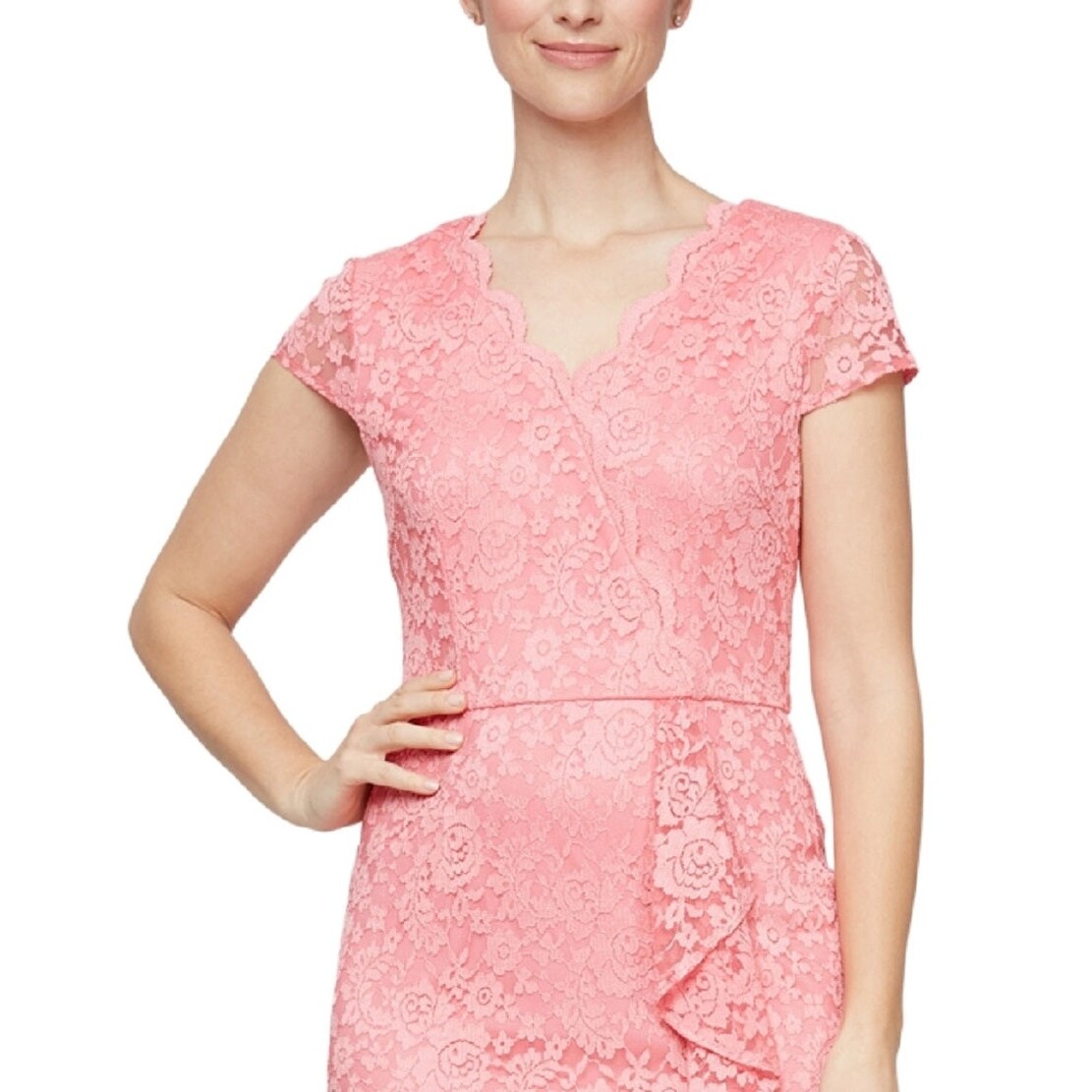 Sl Fashions Women's Lace Sheath Dress Pink Size 8 - Bed Bath & Beyond -  40627761