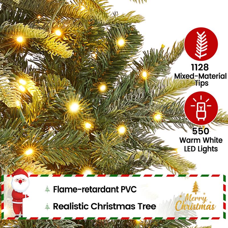Yaheetech Pre-Lit Christmas Tree Artificial Christmas Tree with Warm White Incandescent Lights