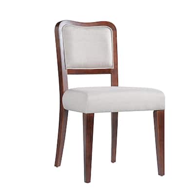 Upholstered Dining Chairs Set of 2 - Traditional Elegant Fabric Side Chairs with Curved Lines, Solid Hardwood Frame