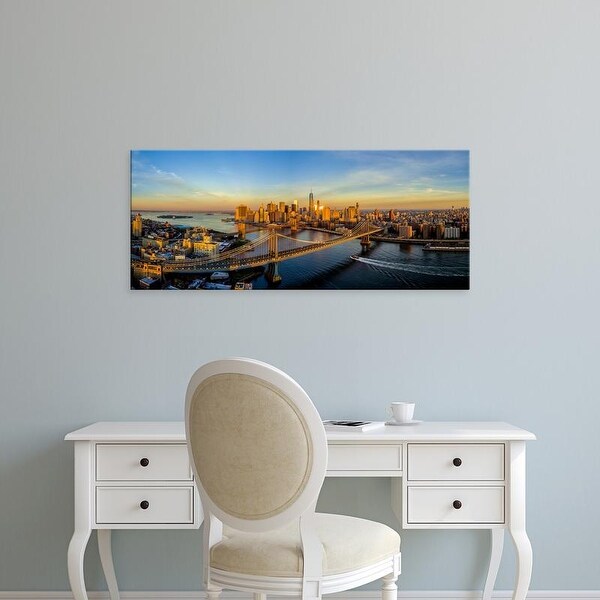 Easy Art Prints Panoramic Images's 'Manhattan Bridge at sunrise, New York City, New York State, USA' Canvas Art