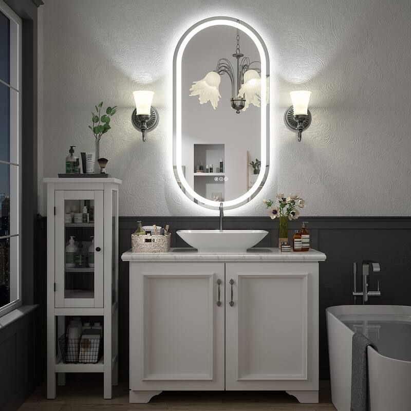 UL Certified Oval LED Lighted Anti-fog Wall Bathroom Vanity Mirror