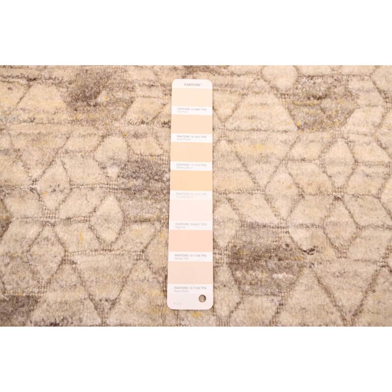 ECARPETGALLERY Hand Loomed Elysian Beige Wool Rug - 7'11 x 10'1