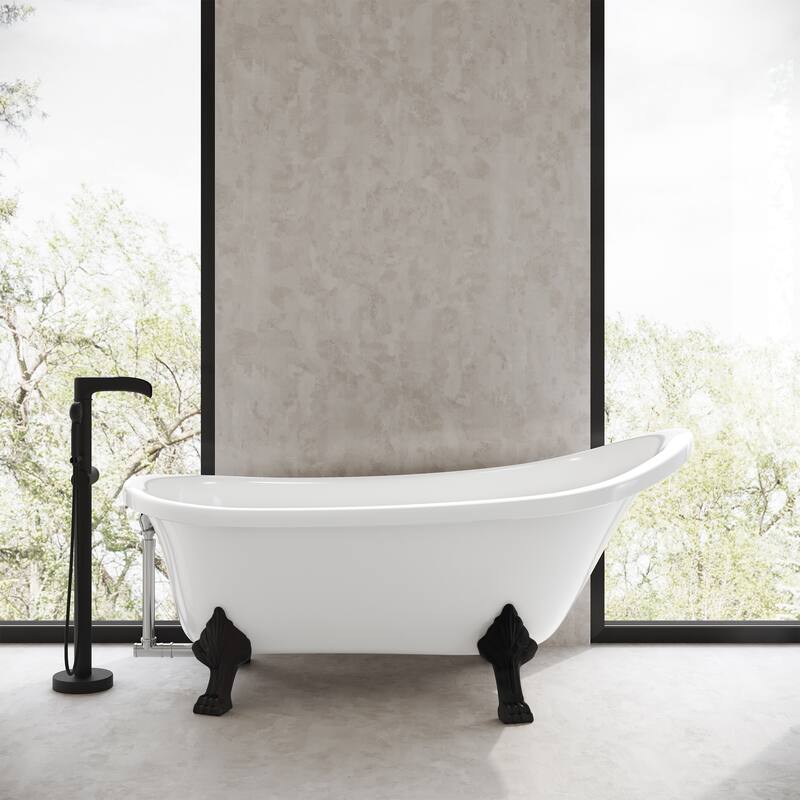 Caché Single Slipper, Clawfoot Soaking Acrylic Bathtub