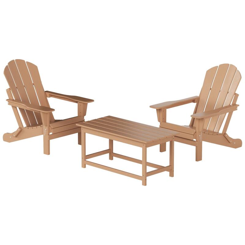 Laguna Hdpe All Weather Outdoor Patio Foldable Adirondack Chairs Conversation Set (3-Piece Set)