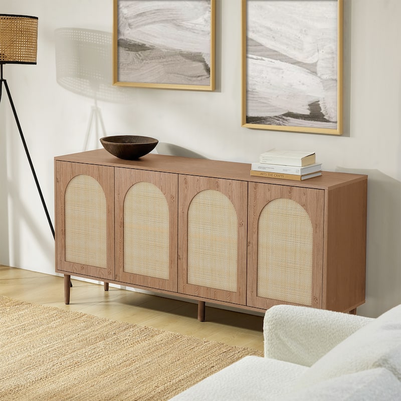 Uirico Multifunctional Buffet Sideboard Cabinet with Rattan Design by HULALA HOME