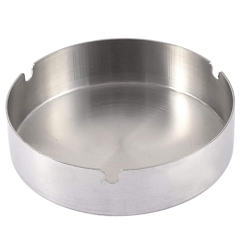 Restaurant Metal Three Groove Design Cigarette Holder Case Ashtray 12cm Dia - Silver Tone