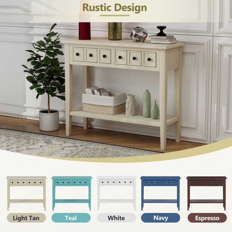 Entryway Table with 2 Drawers(Light Tan)