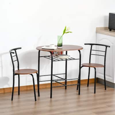 3-Piece Dining Table and Chairs Set, Oval Kitchen Table