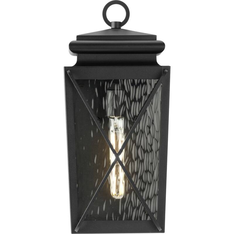 Wakeford One-Light Textured Black Transitional Outdoor Small Wall Lantern - 8 in x 5.75 in x 17.88 in