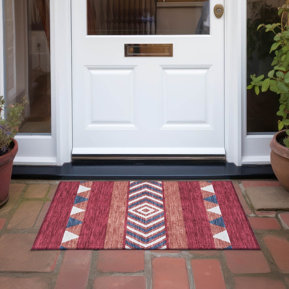 Machine Washable Indoor/ Outdoor Global Boho Chantille Rug