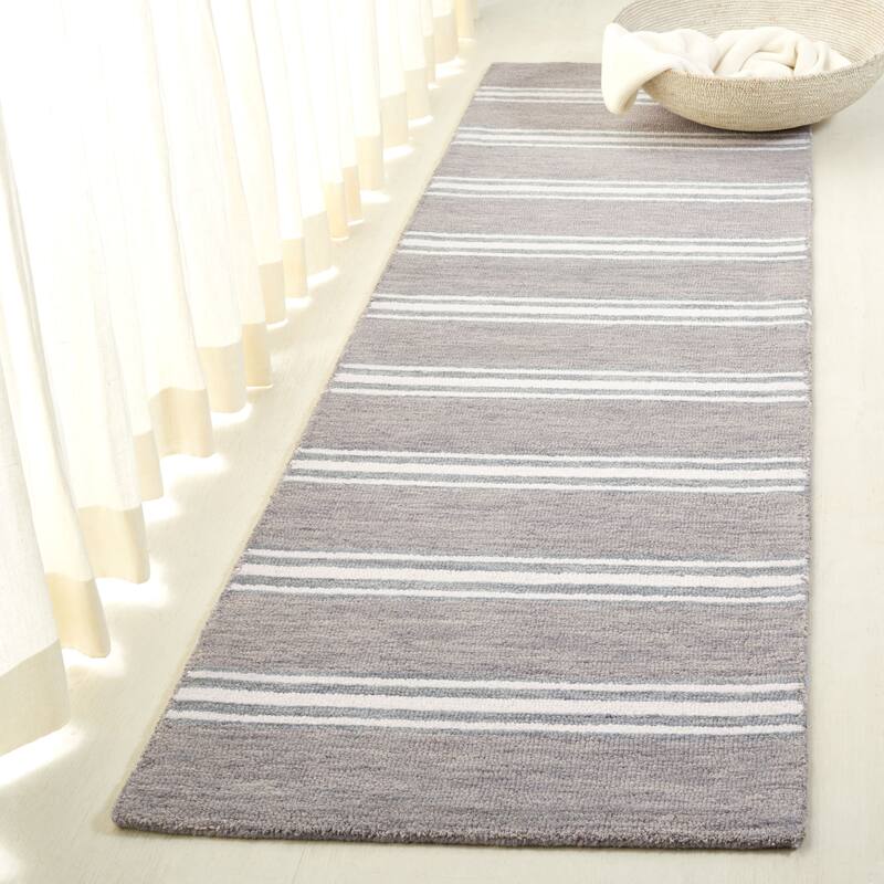 SAFAVIEH Handmade Lauren Ralph Lauren Fedela Wool Rug - 2'3" x 8' Runner - Grey/Ivory