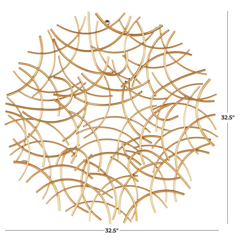 Gold Metal Overlapping Curved Sticks Abstract Home Wall Decor