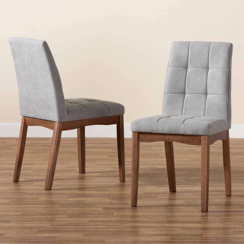 Tara Mid-Century Upholstered and Walnut Finished 2-PC Dining Chair Set