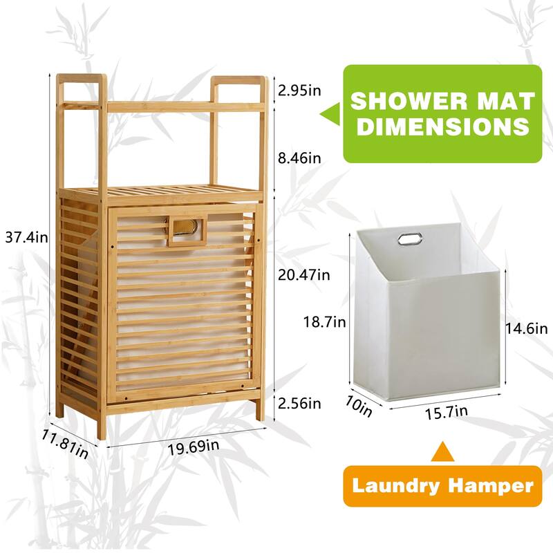 Laundry Hamper with 2-Tier Shelves & Tilt Out Basket, Laundry Baskets Organizer Hampers Bathroom Storage Shelf (2 Tier - Large)