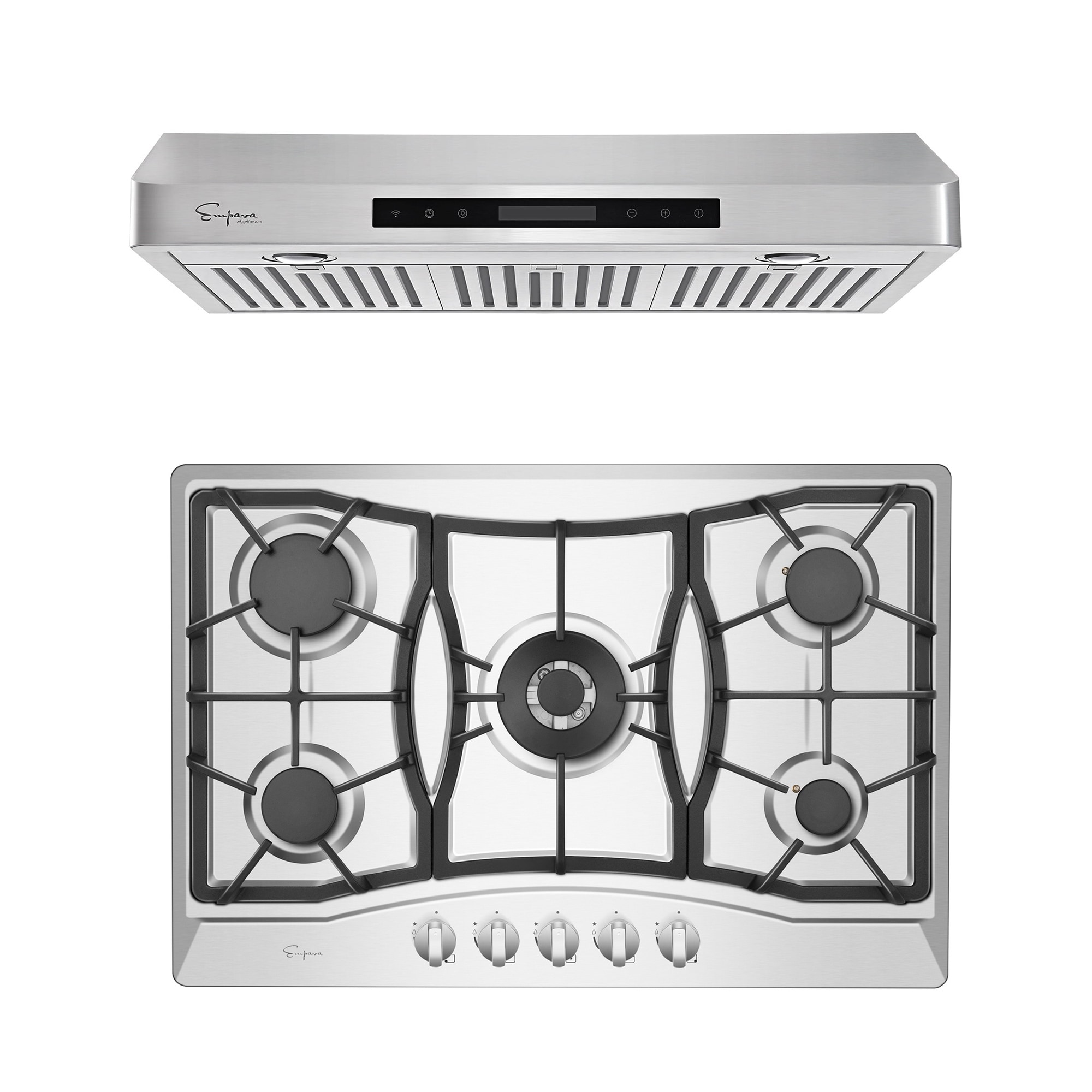 Empava 2 Piece Kitchen Appliances Packages Including 30" Gas Cooktop and 36" Under Cabinet Range Hood