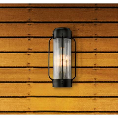 Westinghouse Lighting Rosa One-Light Outdoor Wall Fixture, Textured Black Finish with Clear Ribbed Glass
