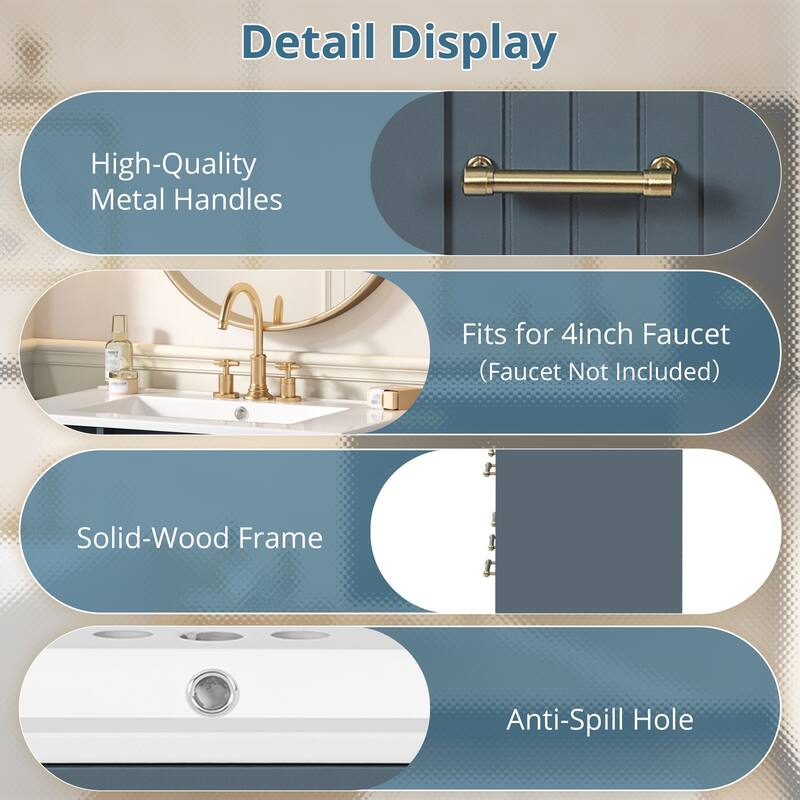 30 inch Bathroom Vanity with Undermount Sink, Soft-Close Doors & Tip-Out Drawer