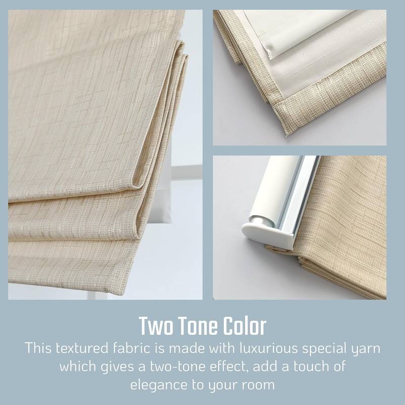 Cordless Room Darkening Roman Shades for Windows, Textured Woven Thermal Insulated Roman Blind