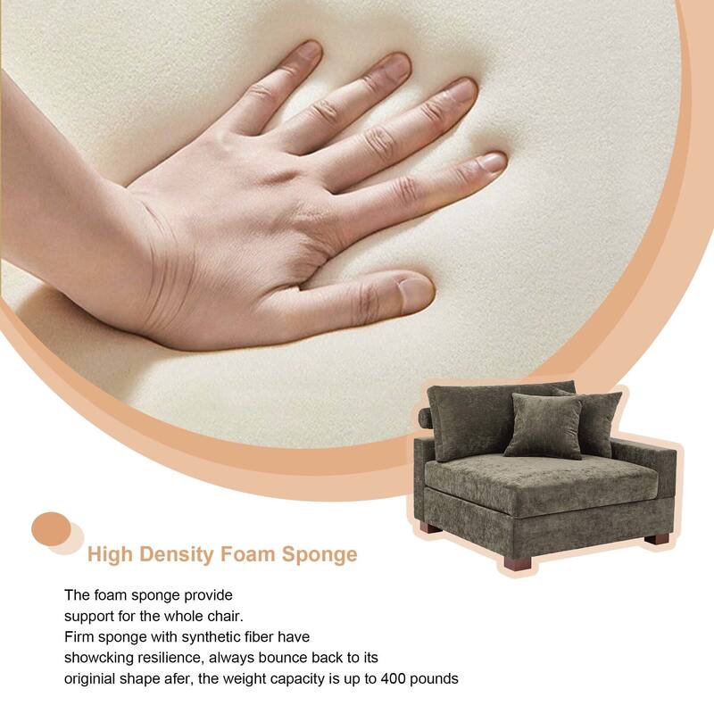 Chenille Upholstered Armless Accent Chair With Plush Cushion