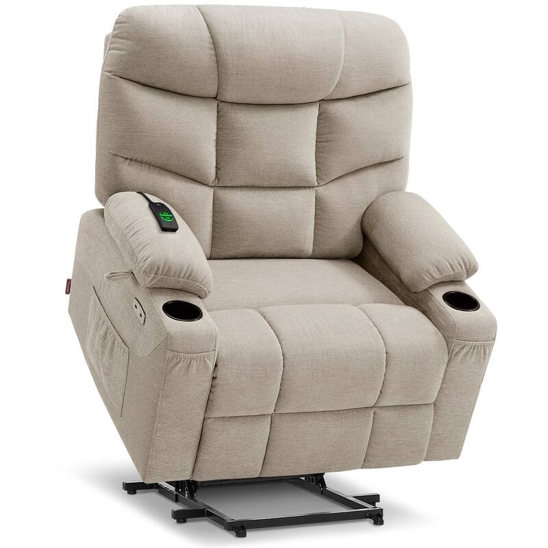 MCombo Wide Power Lift Recliner Chair with Extended Footrest for Big Elderly People, Fabric R7289