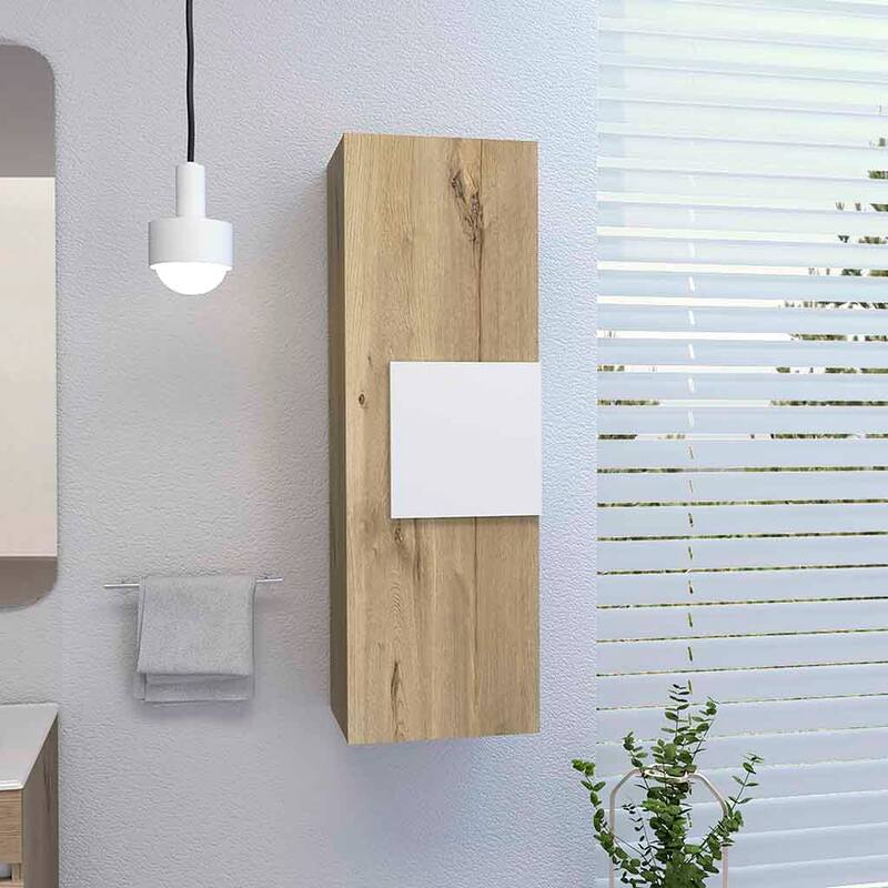 Artic Wall-Mounted Medicine Cabinet - 38.46" H, Light Oak Finish, 3 Interior Shelves, Single Door, Bathroom Storage