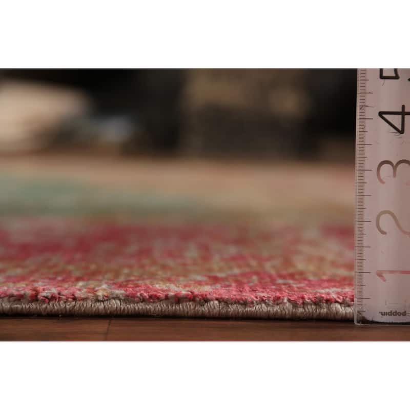 Multicolor Abstract Indian Area Rug Hand-Knotted Wool Carpet - 6'7"x 8'2"