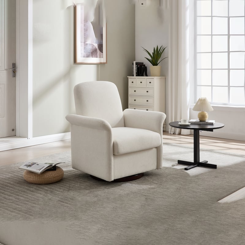 Modern Barrel Armchair with Wood Base for Bedroom