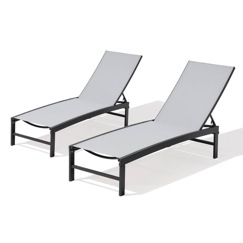 2PC Outdoor Patio Adjustable Chaise Lounge Chairs