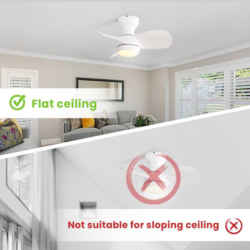 23" 29'' 42'' Flush Mount Ceiling Fan with Light and Remote Control for Small Room,Patio,Kitchen,Bedroom