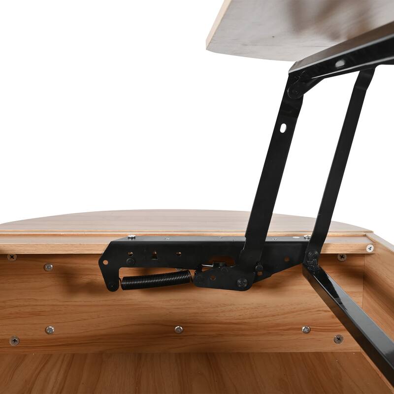 Roomfitters Oval Lift-Top Coffee Table with Hidden Compartment, Wooden Center Table with Storage, Modern Design