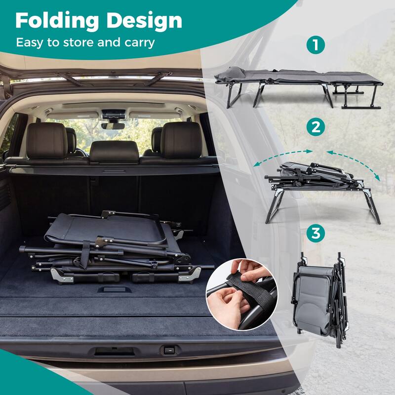 Gymax 3-in-1 Folding Camping Cot w/Mattress & 6 Backrest Positions