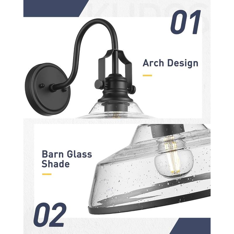 1 pack garage light black porch light glass, metal wall light