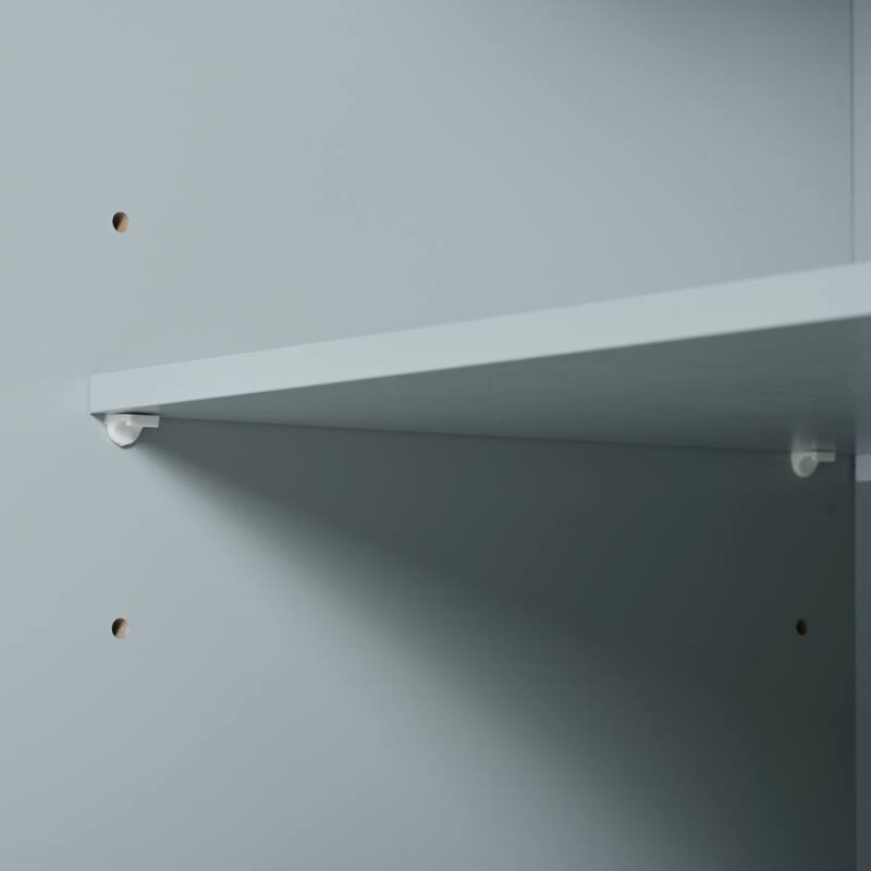 48.50'' Fluted Kitchen Island with Power Outlet, Rolling Wheels, 3 Drawer, 3 Open Side Racks and 10 Gallon Garbage Bin