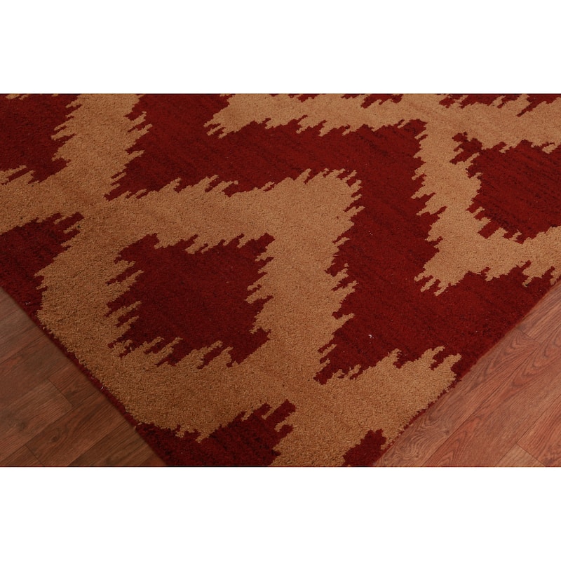 Hand Knotted Oriental 100% Wool Carpet Modern Geometric Oranges & Rust Moroccan Area Rug - 11' 7'' X 9' 5''