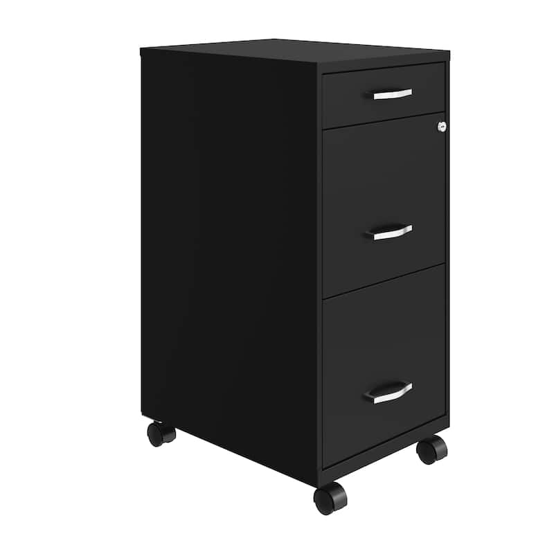 Space Solutions 18" Deep 3 Drawer Metal File Cabinet - Black - Letter