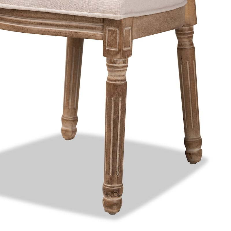 Louis French Inspired Upholstered Wood Dining Chair Set(2PC)-Beige