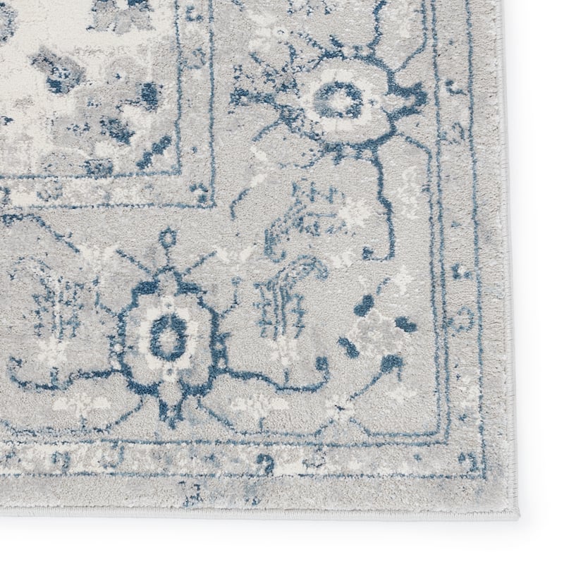 Dianella Medallion Light Gray/ Dark Blue Area Rug