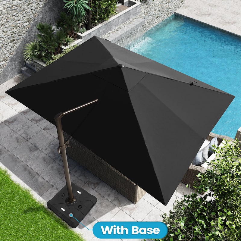 10 x 13 FT Outdoor Shade Canopy Patio Cantilever Offset Umbrella with Base