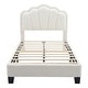 preview thumbnail 5 of 16, Twin Size Upholstered Flower-Shape Bed with LED Light Strip, Sherpa Fabric Platform Bed with Wooden Slats Support, White
