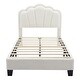 preview thumbnail 6 of 10, Twin Size Upholstered Flower-Shape Bed with LED Light Strip, Sherpa Fabric Platform Bed with Wooden Slats Support