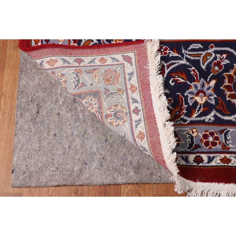 Traditional Kashan Turkish Area Rug Floral Machine-Made Carpet - 9'8" x 12'9"