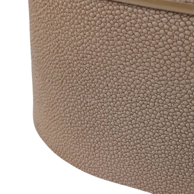 Oval Shape Decorative Box with Textured Finish - Multi-Purpose Decorative Storage and Organizer - 14", Tan - 14" x 7" x 8.25"