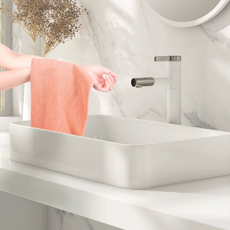 Solid Cotton Hand Towels, Absorbent and Quick Drying Towel for Bathroom, Travel, Camp 14" x 28" Light Red