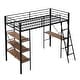 preview thumbnail 9 of 10, Twin Size Loft Bed with Built-in Desk and Shelves, Metal Kids Bed with Sturdy Frame, Space-Saving Bed for Small Rooms, Black
