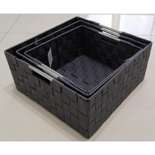 Storage Box Woven Basket Bin Container Tote Cube Organizer Shelf Organizer with Built-in Carry Handles