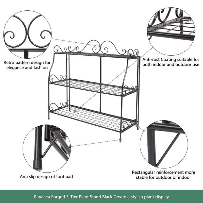 Modan Lace 3-tier Black Iron Plant Stand by Havenside Home