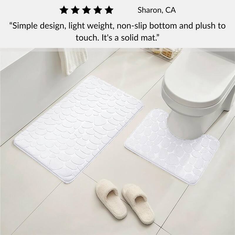Memory Foam Contour Bath Mat Pebble Design 18x20