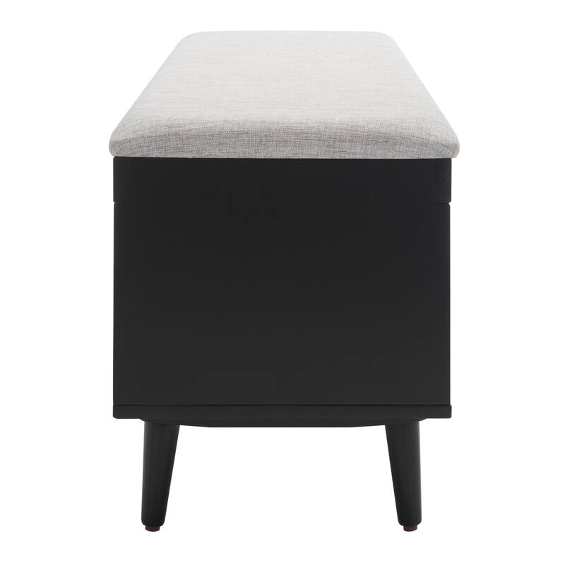 SAFAVIEH Cricket Mid-Century Modern Open Shelf Storage Bench with Cushion