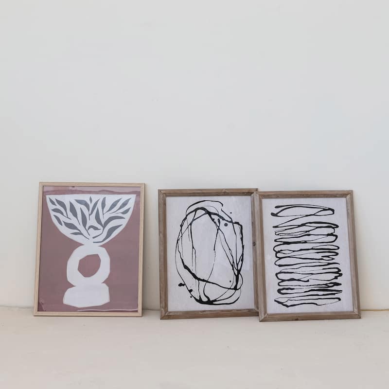 Reclaimed Wood and Glass Wall Art with Vase and Leaves