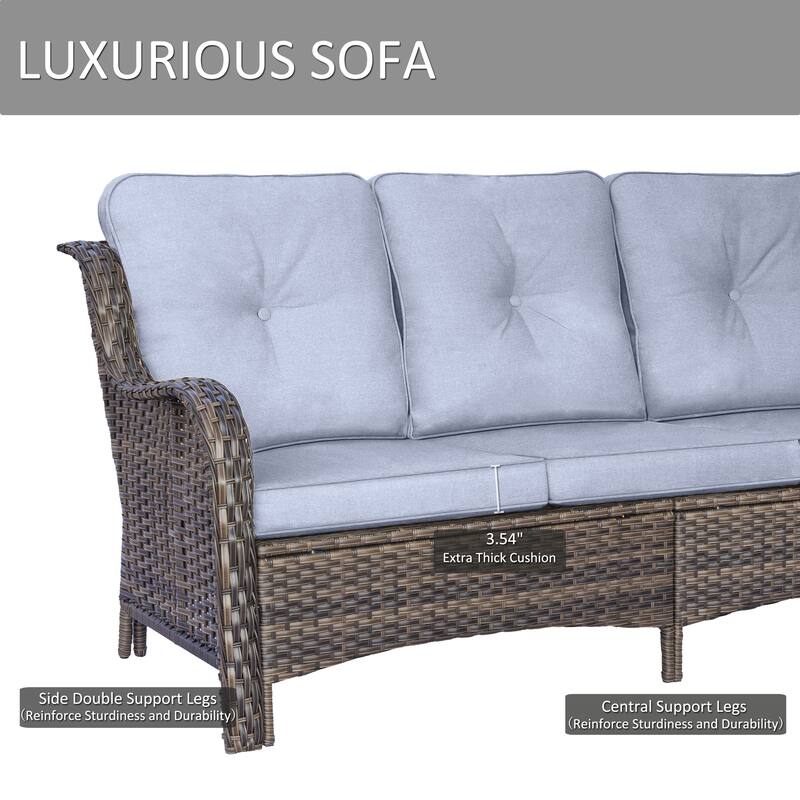 4 Piece Patio Furniture Seating Sofa Set with Swivel Chair and Cushion